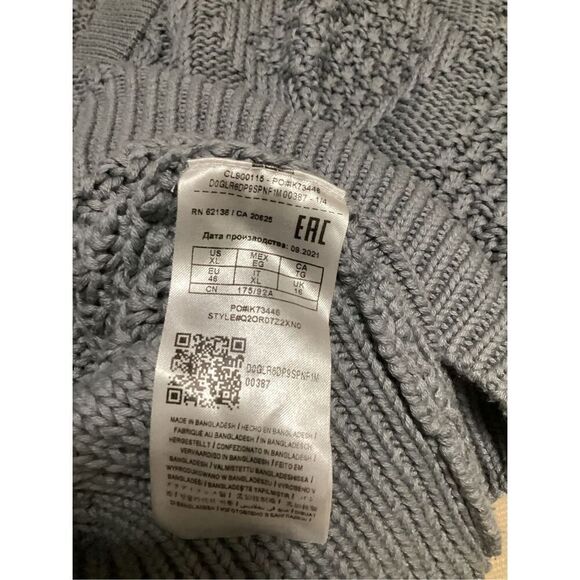 Vintage Gray V-Neck Chunky Knit Oversized  Sweater - Picture 7 of 7